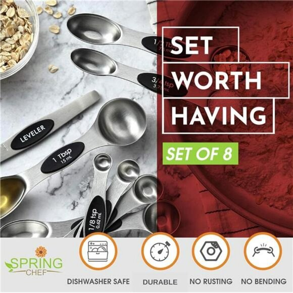 Magnetic Measuring Spoons Set with Strong N45 Magnets Heavy Duty BPA Free Black - Picture 4 of 7